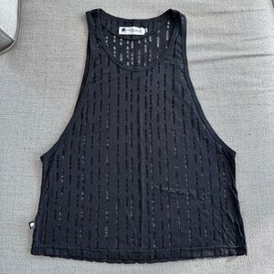 Black Mesh Crop Tank Top